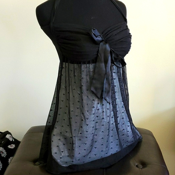 Victoria's Secret Other - VS black silk nylon hearts chemise M